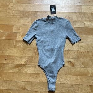 Fashion Nova Gray Grind Time Bodysuit